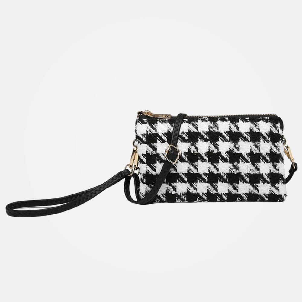 NEW JEN & CO. women's riley crossbody bag in houndstooth